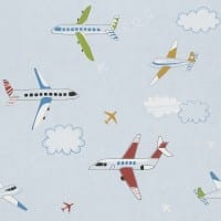 Vorschau: Flugzeuge blau Kindertapeten - Rasch Papiertapete
