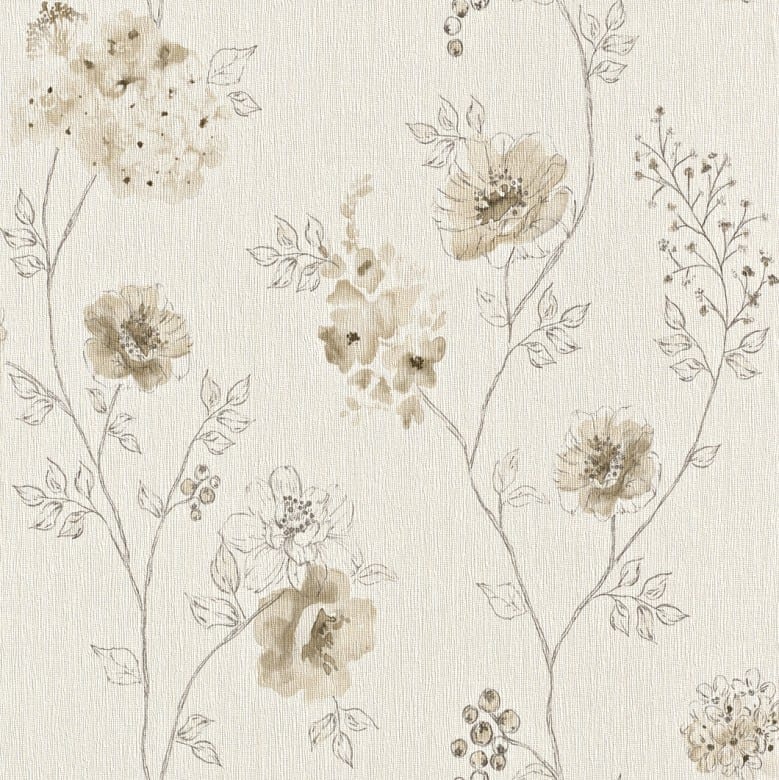 Blüten Karamell - Rasch Vlies-Tapete Floral