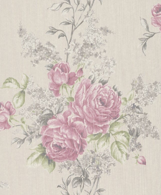 Floral Rose pink - Rasch Vlies-Tapete