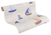 Vorschau: Segelboote beige Kinderwelt - A.S. Creation Papier-Tapete